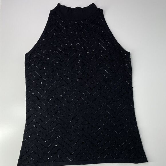 Nicole Studio Beaded Black Tank Top Sz 8 Medium Tank Top Beaded Going Out Top M - Picture 10 of 15